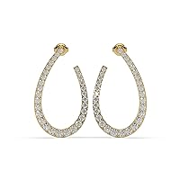 18K Yellow Gold Unique Push Back Stud Earring For Girls With Moissanite Round Cut 1.74TCW D Color VVS1 Diamond