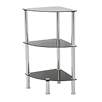 AVF Transitional Steel and Glass Corner 3-Tier Shelving Unit in Black/Chrome