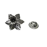 Silver Toned Welsh Daffodil Flower Lapel Pin