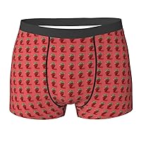 Strawberry Print Men's Boxer Briefs Comfortable Bamboo Viscose Underwear Trunks Underwear