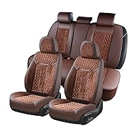 Coverado Car Seat Covers Full Set, Waterproof Seat Covers for Cars with Leather&Velvet, Car Seat Protector Universal Fit for Most Vehicles（Coffee）