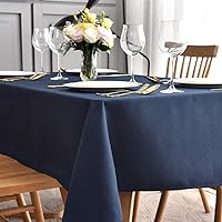maxmill Square Table Cloth Swirl Design Water Proof Wrinkle Free Heavy Weight Soft Tablecloth Decorative Fabric Table Cover for Outdoor and Indoor Use Square 70 x 70 Inch Navy Blue