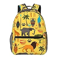 Africa Elephant Print Canvas Backpack Lightweight Travel Daypack Rucksack Laptop Backpack For Men Women
