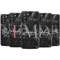Custom Marble Monogram Initial Case, Personalized Name on Case, Designed for Samsung Galaxy S24 Plus, S23 Ultra, S22, S21, S20, S10, S10e, S9, S8, Note 20, 10 Black