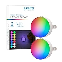 Lights by Night Color Changing Mini LED Night Light, Plug-in, Dusk to Dawn Sensor, Compact, 3 Modes, Ambient Lighting, for Kids or Adults, Bedroom, Bathroom, Nursery, Hallway, 2 Pack, 73683