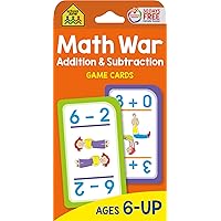 School Zone - Math War Addition & Subtraction Game Cards - Ages 6 and Up, Kindergarten, 1st Grade, 2nd Grade, Math Games, Numbers, Addition & Subtraction Facts, Early Math, and More School Zone - Math War Addition & Subtraction Game Cards - Ages 6 and Up, Kindergarten, 1st Grade, 2nd Grade, Math Games, Numbers, Addition & Subtraction Facts, Early Math, and More Cards