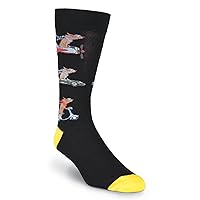 K. Bell Men's Casual Animal Novelty Crew Socks, Dogs on The Move (Black), Shoe Size: 6-12