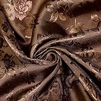 Kayla Dark Brown Polyester Floral Jacquard Brocade Satin Fabric by The Yard - 10004, Yard (58x36'')