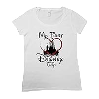 Funny Saying Family Vacation Shirts My First Disney Trip - Royaltee Hashtag Collection Small, White