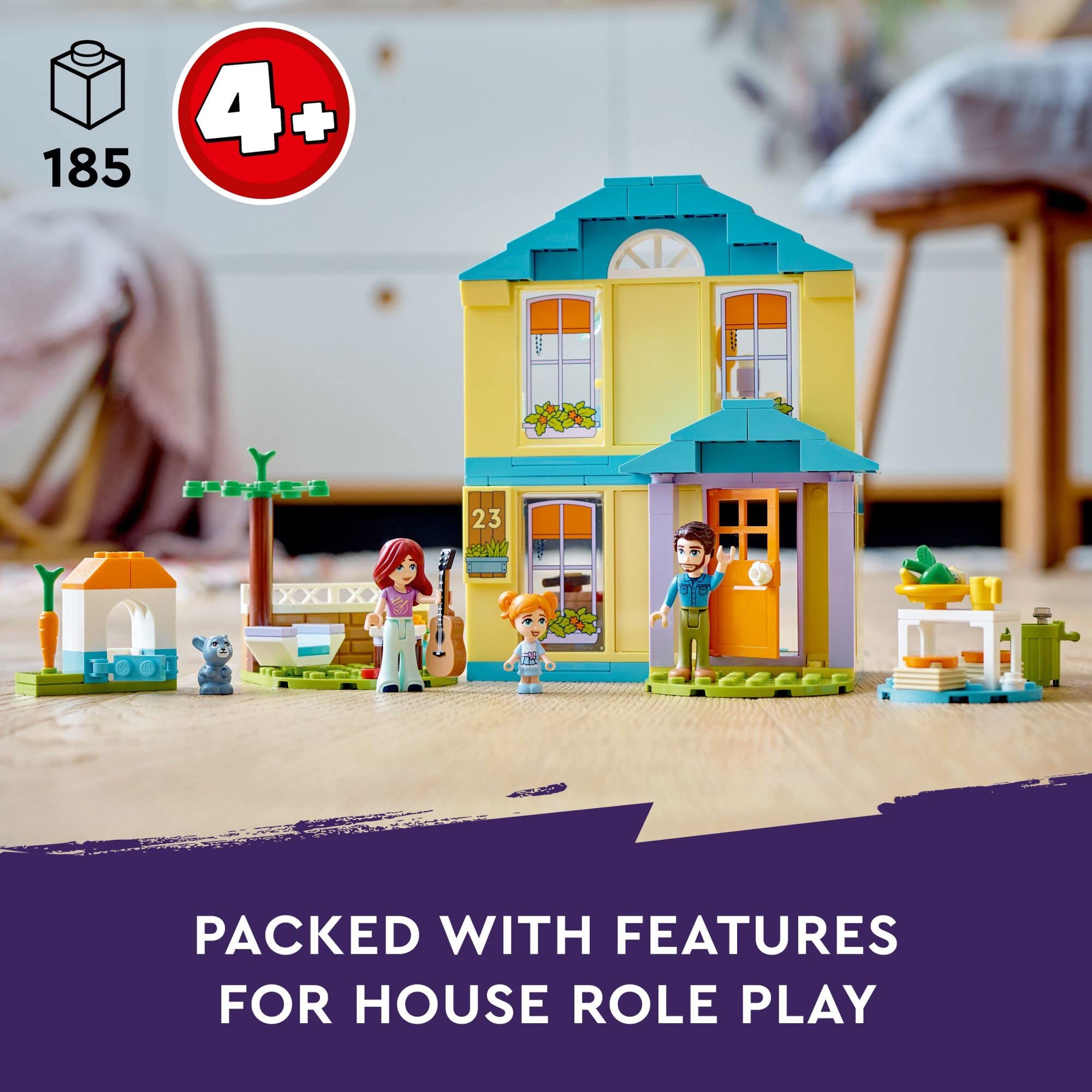 LEGO Friends Paisley’s House 41724, Doll House Toy for Girls and Boys 4 Plus Years Old, Playset with Accessories Including Bunny Figure, Birthday Gift