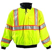 OccuNomix LUX-TJBJ2-YL Premium 4-in-1 Two-Tone Bomber Jacket, Class 3, 100% ANSI Polyester, Waterproof, Large, Yellow