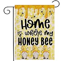 Home Is Where My Honey Bee Garden Flag Vertical Double Sided, Summer Holiday Yard Outdoor Decoration 12.5 x 18 Inch
