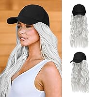 Hat Wig for Women Baseball Cap with Hair Extensions Adjustable Hat Attached 24