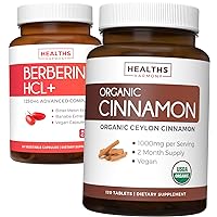 Save $4 (11% Off) - Buy Organic Ceylon Cinnamon & Berberine HCL+ - Spice of Life Bundle - Berberine HCL+ (60 Capsules) & Organic Ceylon Cinnamon (120 Tablets) Cinamon Bark Powder 1000mg per Serving