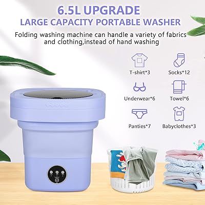 Portable Washing Machine and Dryer Combo, 6.5L Mini Folding Washing Machine  Portable with Disinfection Function, Small Portable Washer and Dryer Combo