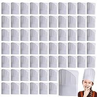 100 Pack Kids Chef Hats, Disposable 8 Inch White Paper Chef Hats Non Woven Chef Toques Chef Caps Kitchen Chef Caps for Kids Cooking, Baking,Party Favors,Home Kitchen,School