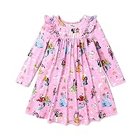 Disney Princess Toddler Girl Dress Character Print Long Sleeve Playwear Dress 2-6 Years