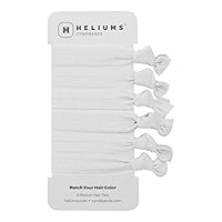 Elastic Hair Ties - White - Gentle Hold Ribbon Ponytail Holders, 6 Count