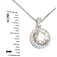 Luxurious 2.2 carat Lab Created Round Brilliant Diamond Solitaire Pendant Necklace for women Solid Sterling Silver 925 Platinum HANDMADE Floating Diamond Solitaire Necklace Bridal Jewelry gift for her