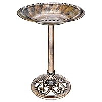 VIVOHOME 28 Inch Height Polyresin Lightweight Antique Outdoor Garden Bird Bath Copper