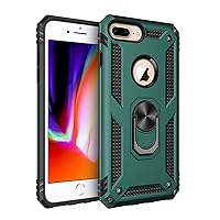 Korecase iPhone 7 Plus Case & iPhone 8 Plus Case, Extreme Protection Military Armor Dual Layer Protective Cover with 360 Degree Swivel Ring Kickstand (Green)