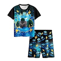 Toddler Boys Brawl Hero Game Warrior Short Shirt And Pants Set Comic Party Summer Shirt Home Clothes For Kid