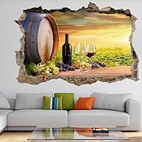 Vineyard Grapes Wine Glass Wall Art Sticker Mural Decal with 3D Effect 25Inches x 17Inches Wall Stickers 155