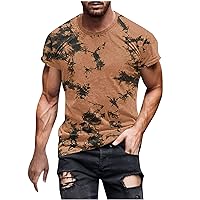 Novelty Tie Dye Style T-Shirts for Men, Men Sports Short Sleeve Tall T-Shirt Round-Neck Muscle Athletic Shirts