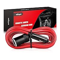 Nilight 10003W 14 Ft Male-to-Female Extension Cord Cable Heavy Duty 12V/24V Car Charger with Cigarette Lighter Socket,2 Years Warranty, red