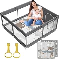 Fodoss Baby Playpen with Mat, Small Play Pen(47x47inch), for Babies and Toddlers, Pen Apartment, Yard Baby, Fence Area Playyard Activity Center (Dark Gray)