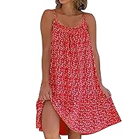 CamiBloom Floral Printed Camisole Dress, Pink Chloe Sundress, Womens Summer Loose-Fit Spaghetti Strap Boho
