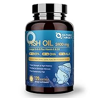 Fish Oil Supplements 2400mg - Triple Strength Omega 3 6 9 Softgels with Vitamin D3 & E - EPA & DHA & ALA - Supports Heart, Brain, Joint & Immune Health, Sustainably Sourced, Non-GMO