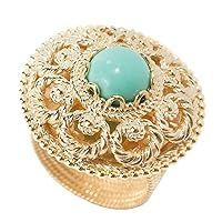 18K Turquoise Gold Plated Gem & Filigree Dome Ring