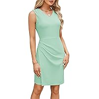 GRACE KARIN Women's Wear to Work Dress V Neck Sleeveless Ruched Wrap Office Party Pencil Dresses