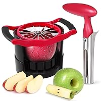 Newness Apple Cutter Slicer, [Upgraded] Cut Apples All The Way Through, [Large Size] 16 Slices HEAVY DUTY Apple and Pear Corer Divider with Base, Stainless Steel Kitchen Tools Fruits Peeler, Wedger