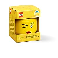 Room Copenhagen, Lego Storage Heads Stackable Storage Container - Buildable Organizational Bins for Kid’s Toys and Accessories - 4.02 x 4.02 x 4.53in - Mini, Winky, Holds 100 Bricks
