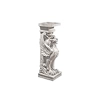 Design Toscano Trapezophoron Winged Lion Pedestal Column Plant Stand, Ancient Ivory