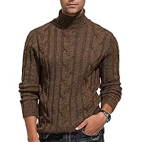 PJ Paul Jones Men's Casual Turtleneck Sweaters Cable Knit Thermal Pullover Sweater