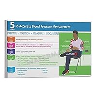 LTTACDS 5 STEPS To Accurate Blood Pressure Measurement Poster Canvas Painting Posters And Prints Wall Art Pictures for Living Room Bedroom Decor 18x12inch(45x30cm) Frame-style