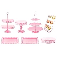 Pink Cake Stand Set-7 Pcs Cake Stand Set-Dessert Table Display Set for Baby Shower, Wedding, Birthday Parties, Chrismas Celebration