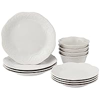 Lenox French Perle 12-Piece Dinnerware Set, White, with Accent Plates