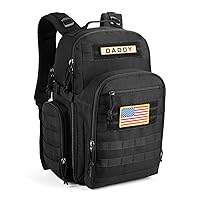 SHARKMOUTH Dad Diaper Bag Backpack - Military Baby Gear Backpacks with Daddy Patches Black