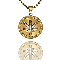 Marijuana Weed Leaves 420 Friendly Iced Necklace Men Women 14k Gold Finish Pendant Stainless Steel Real 3 mm Rope Chain Necklace, Mens Jewelry, Iced Pendant, Rope Necklace Prime Delivery