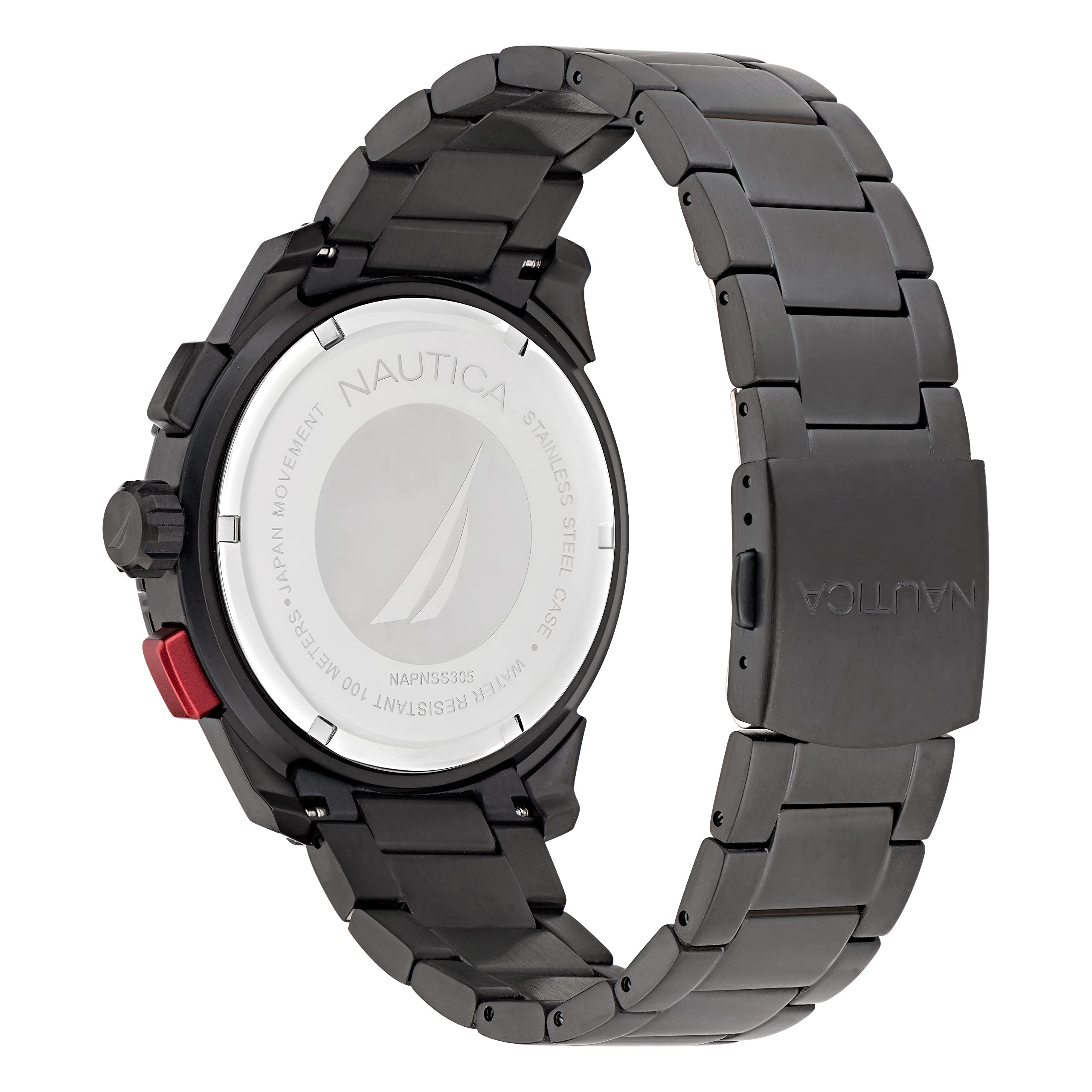 Nautica Men's NAPNSS305 NST 101 IP Black Recycled (85%) Stainless Steel Bracelet Watch