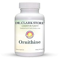 Dr Clark Ornithine Dietary Supplement - Gluten Free, Natural Sleep Aid, Promotes Protein Metabolism, Cleansing and Detoxification, 500mg, 100 Gelatin Capsules