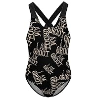 I Am Groot Girls One Piece Swimsuits Summer Beach Sport Swimwear Thick Strap Bathing Suits