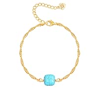 18K Gold Chain Bracelet Tiny Pearl Lucky Evil Eye Turquoise Link Bracelet Sets Minimalist Layering Stacking Jewelry for Women