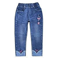 2-6T Infant Little Kids Girls Embroidery Love Jeans Denim Pants(Love.6-7Y)