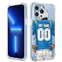 IKPYTREE Custom Name & Number Design Football Jersey Case for iPhone 15 14 13 12 11 Xs Max XR 8 7 6 Plus 11 Pro Mini，Thin Shockproof Protective Customized Transparent Case (Los Angeles/Sky Blue)