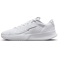 NikeCourt Vapor Lite 2 Women's Hard Court Tennis Shoes (DV2019-101,White/Metallic Silver-Pure Platinum) Size 9
